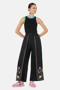 Gorman - Tropic Pop Embroidered Pant - black