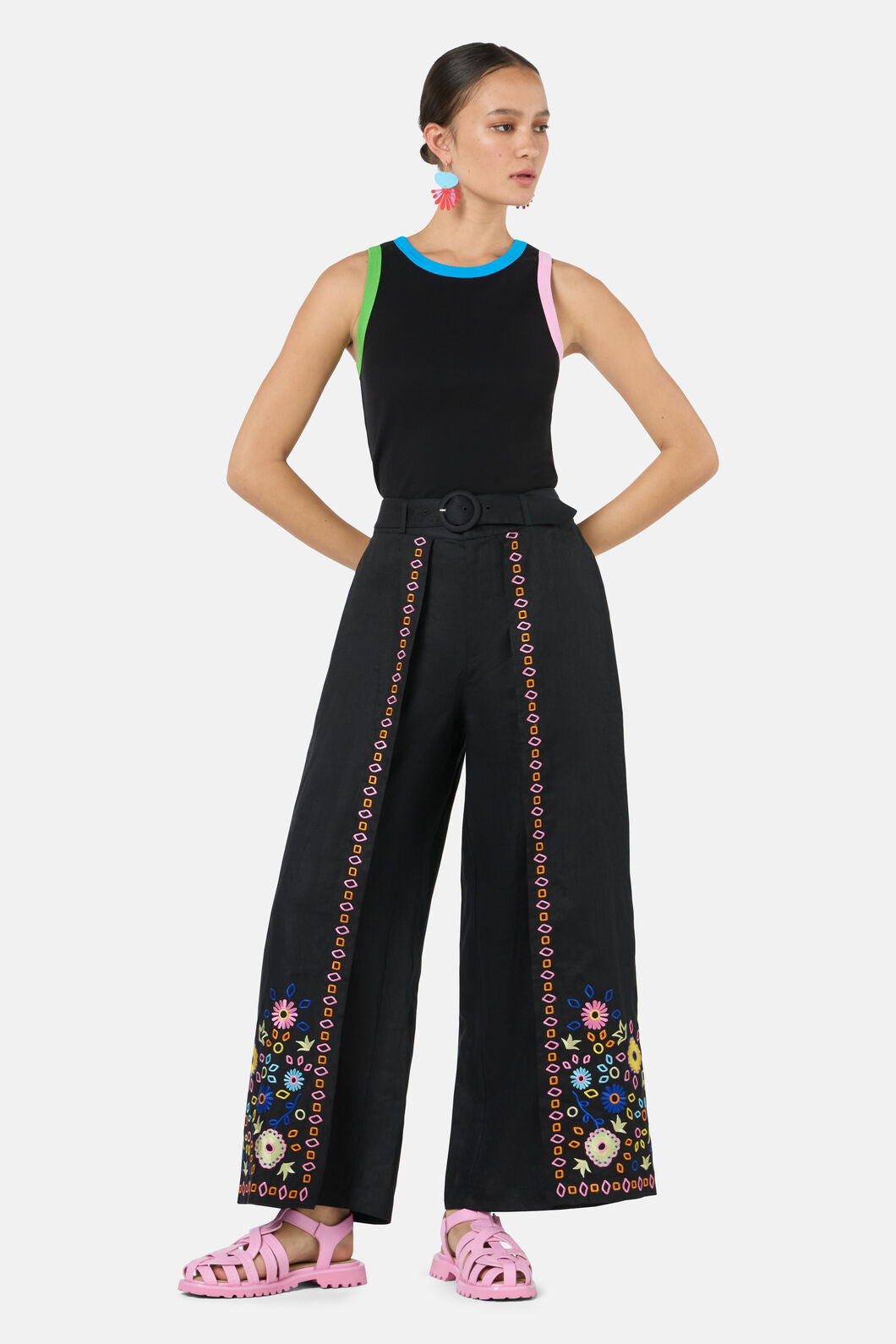 Gorman - Tropic Pop Embroidered Pant - black
