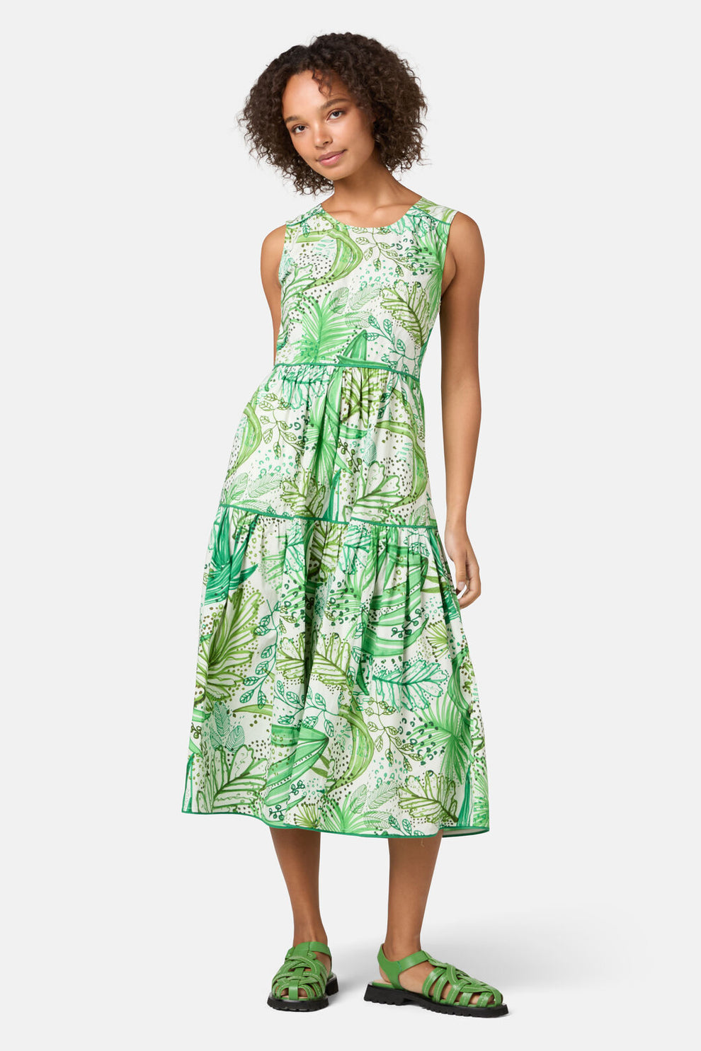 Fern Cotton Embroidered Tiered Dress with Pockets