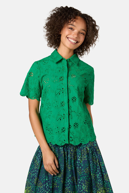 Gorman - Fern Anglaise Scallop Shirt - green