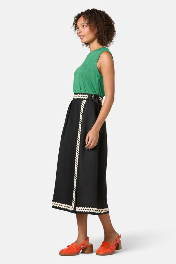 Gorman - Cindy Linen Midi Skirt - black