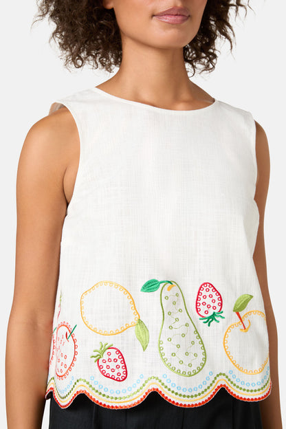Gorman - Fruity AnglaiseEmbroideredTank - white