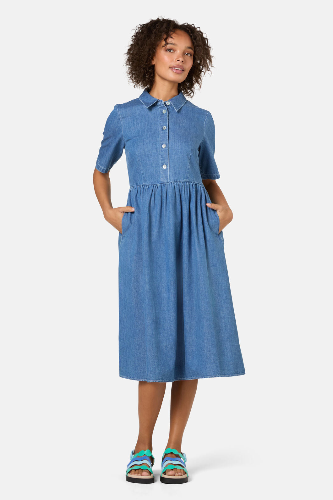 Gorman - Chantelle Chambray Dress - mid-blue
