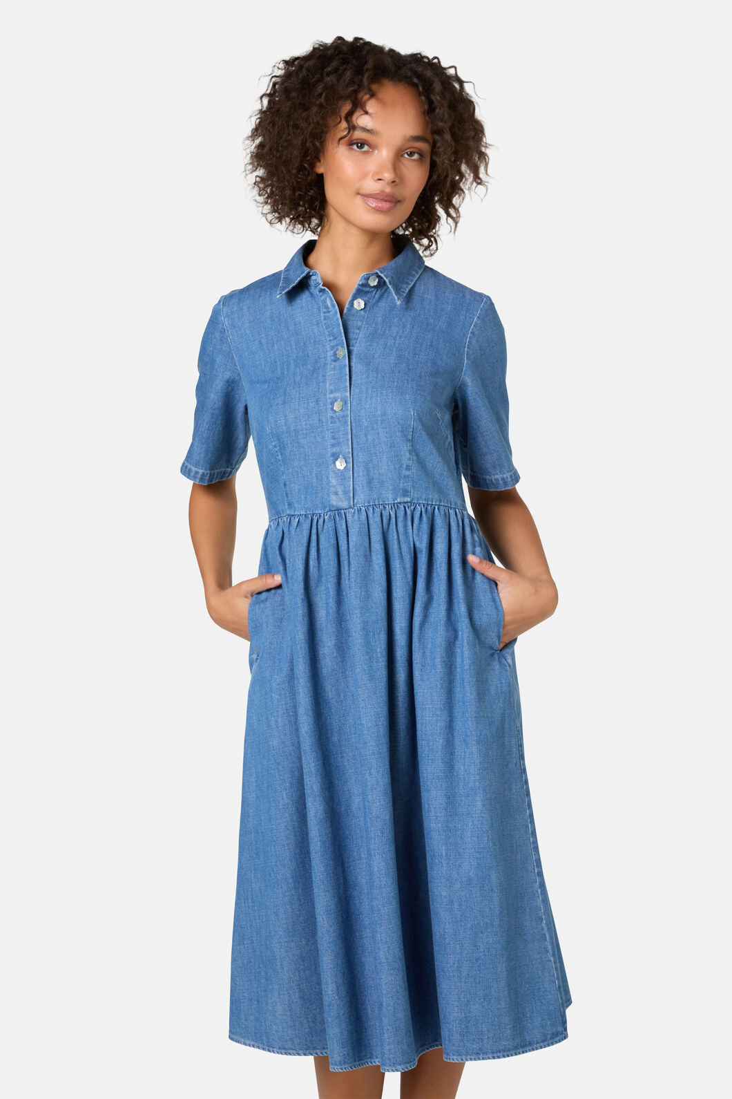 Gorman - Chantelle Chambray Dress - mid-blue