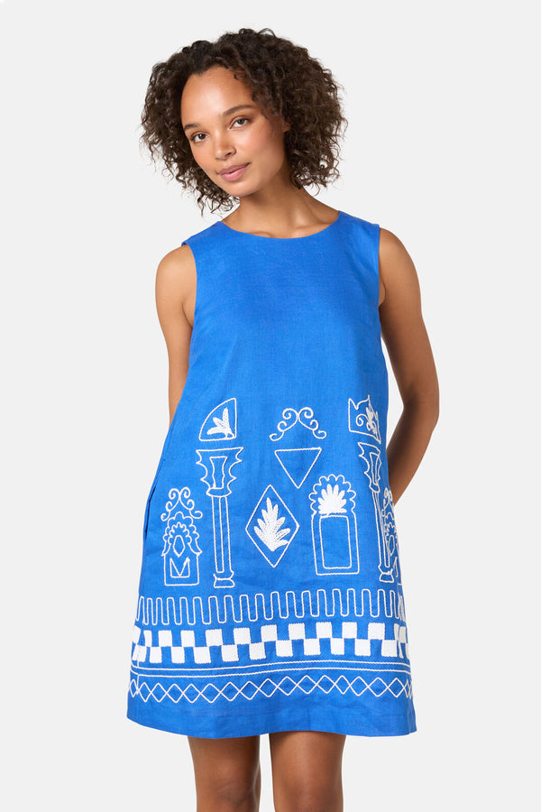 Gorman - Atrium Embroidered Shift Dress - blue