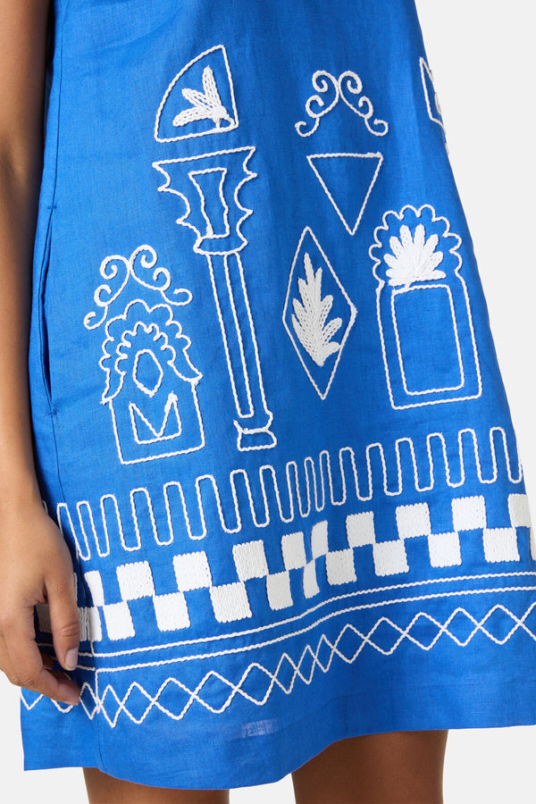 Gorman - Atrium Embroidered Shift Dress - blue