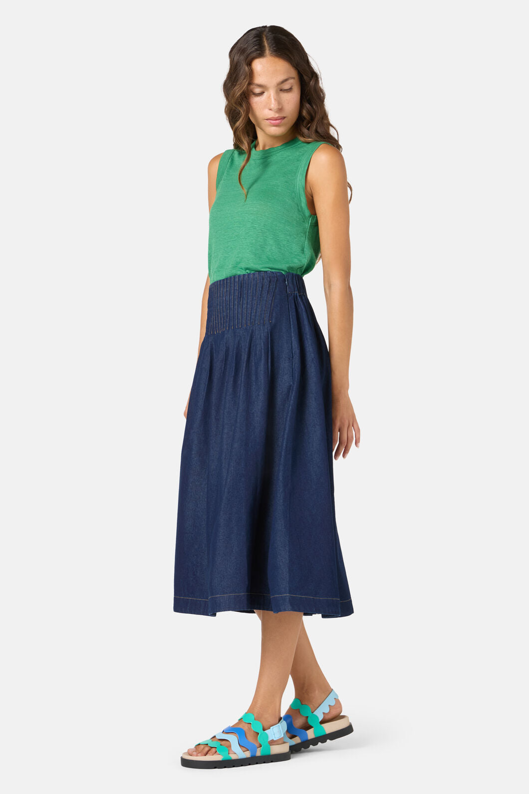Gorman - Gabrielle Chambray Skirt - indigo