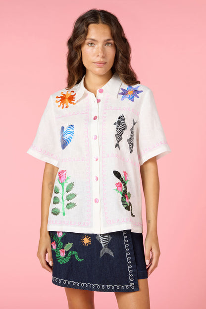 Gone Fishing Embroidered Shirt