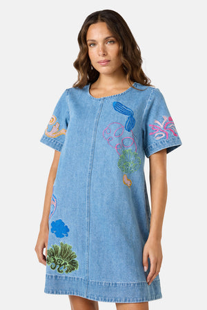 Gorman - Fleur Embroidered Denim Dress - denim
