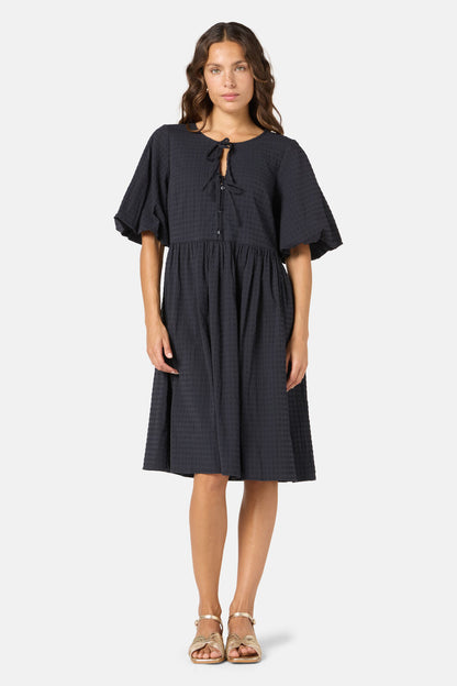 Gorman - Tie Smock Cotton Dress - black