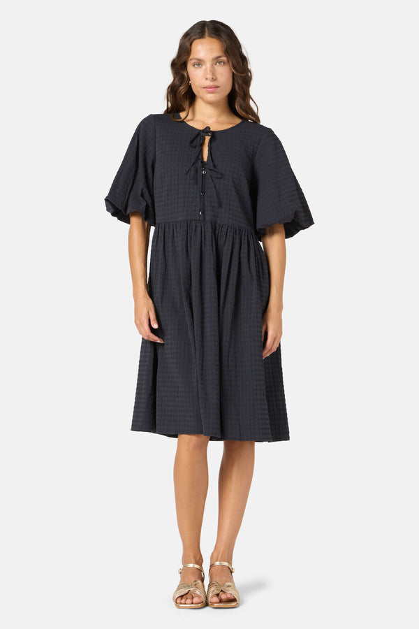 Gorman - Tie Smock Cotton Dress - black