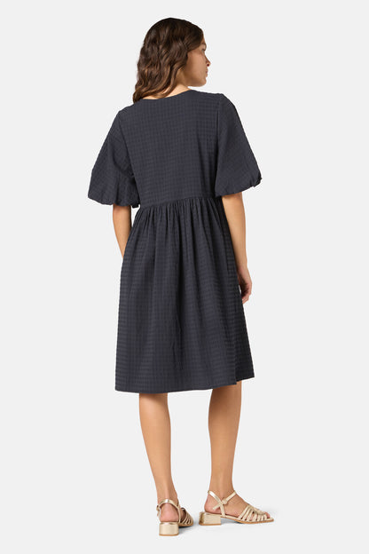 Gorman - Tie Smock Cotton Dress - black