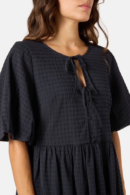 Gorman - Tie Smock Cotton Dress - black