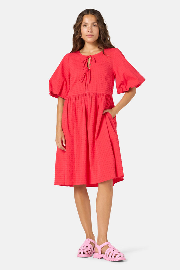 Gorman - Tie Smock Cotton Dress - red