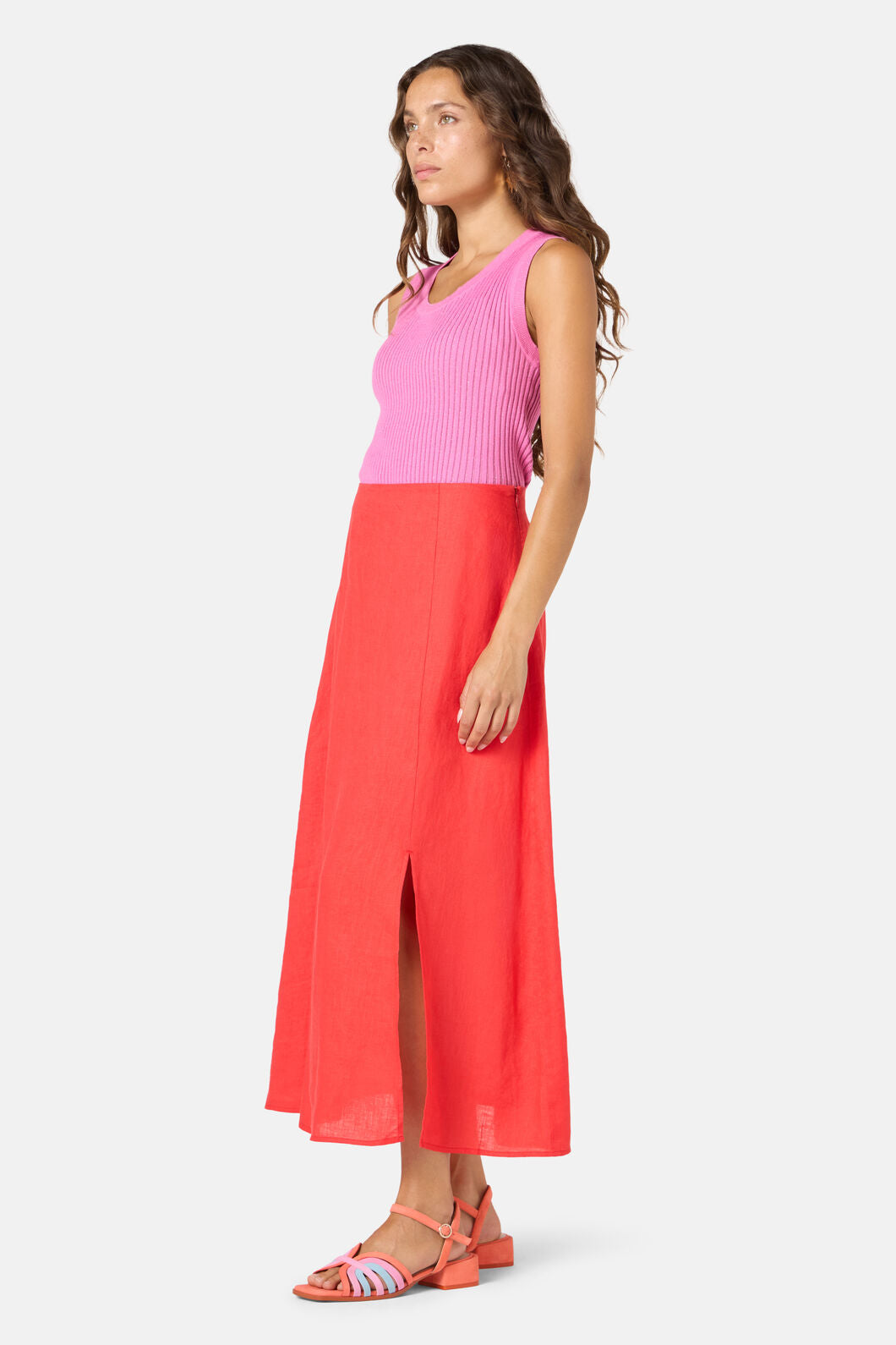 Gorman - Red Tomato Slip Linen Skirt - red