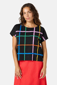 Gorman - Stripe Embroidered Tee - black