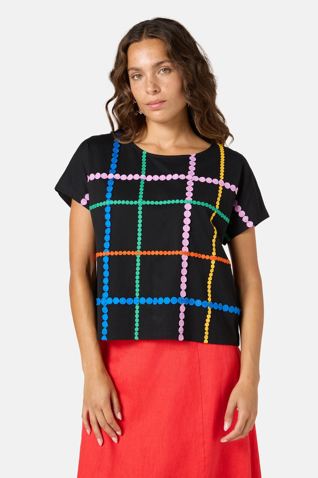 Gorman - Stripe Embroidered Tee - black