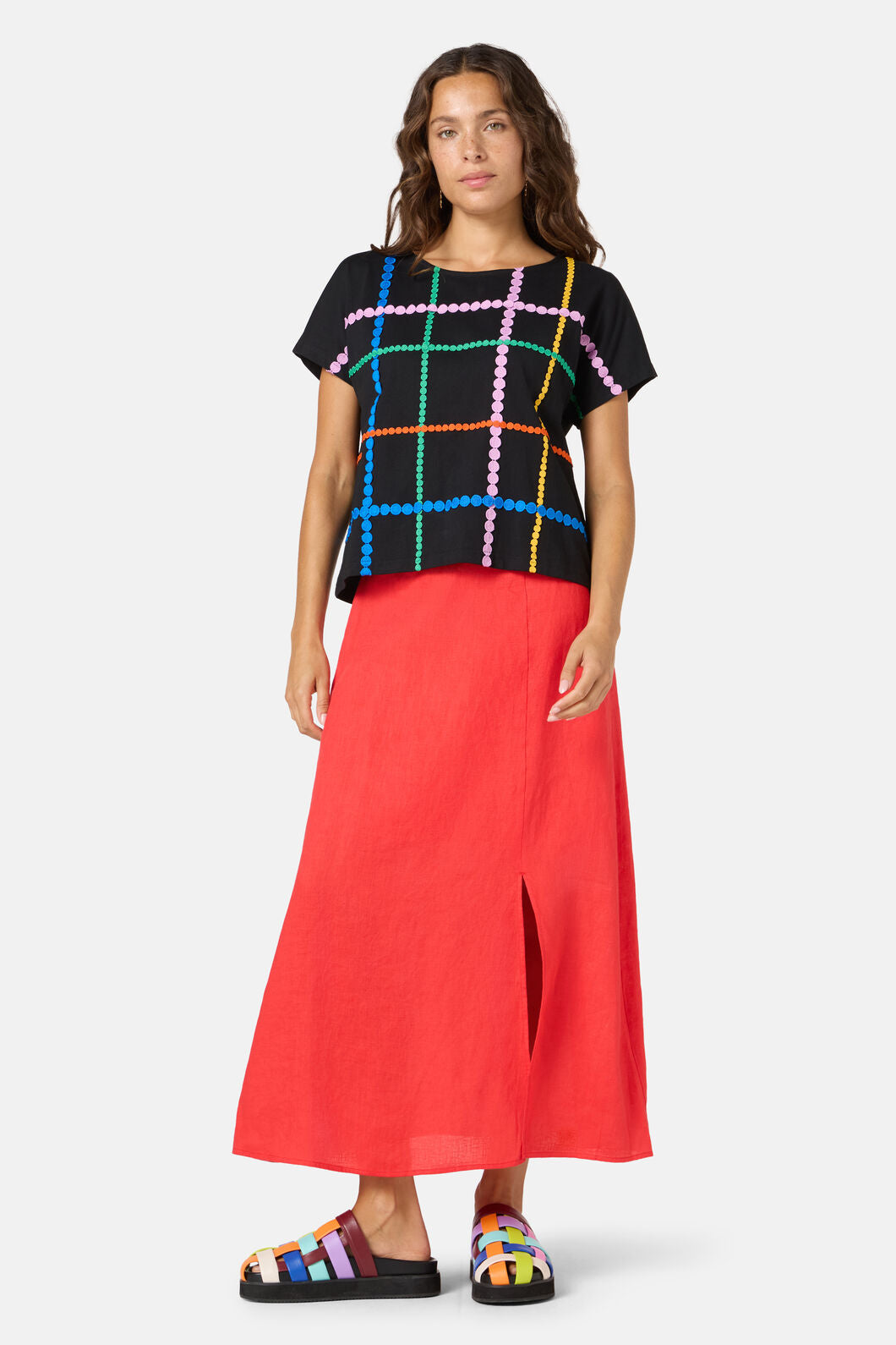 Gorman - Stripe Embroidered Tee - black