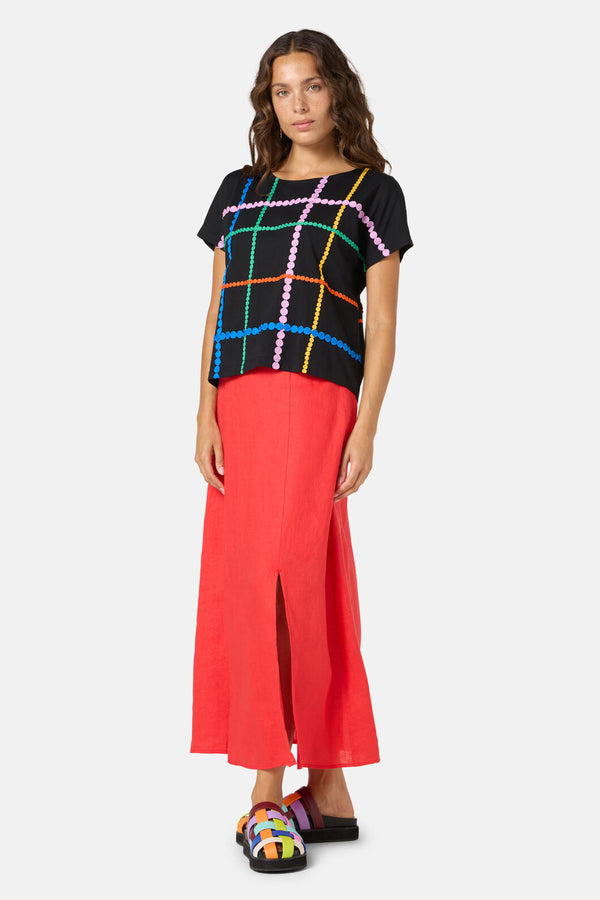 Gorman - Stripe Embroidered Tee - black