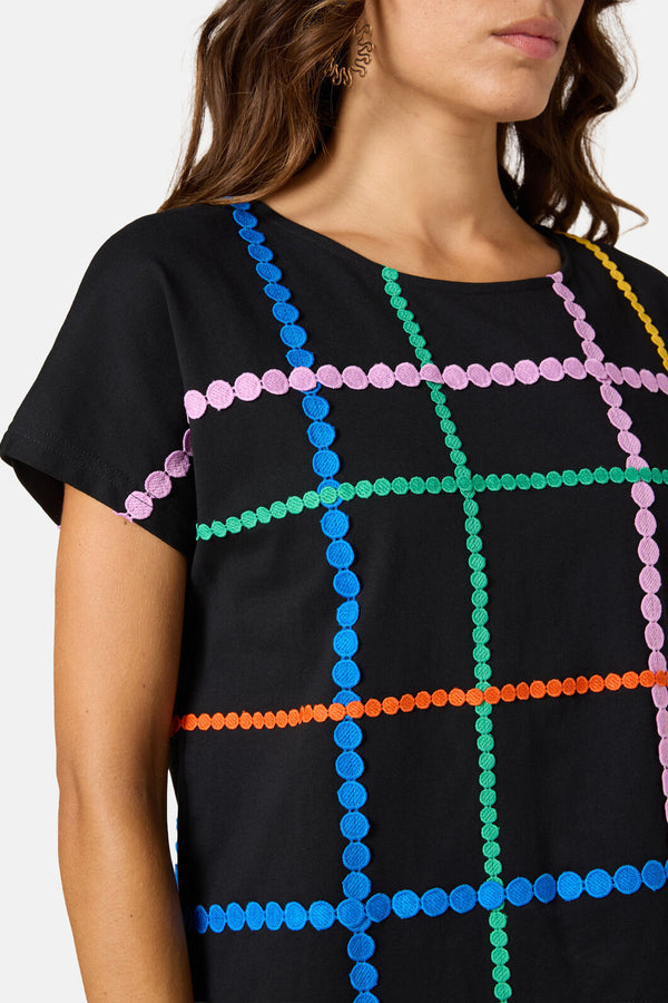 Gorman - Stripe Embroidered Tee - black