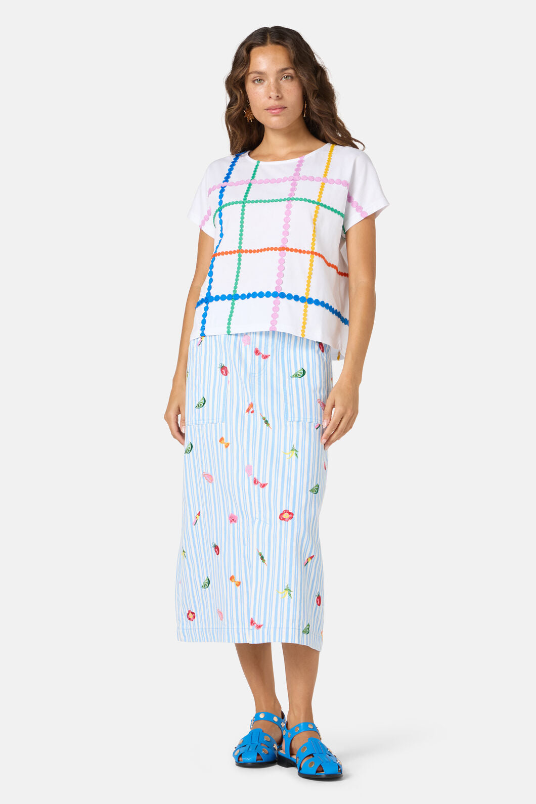 Gorman - Stripe Embroidered Tee - white