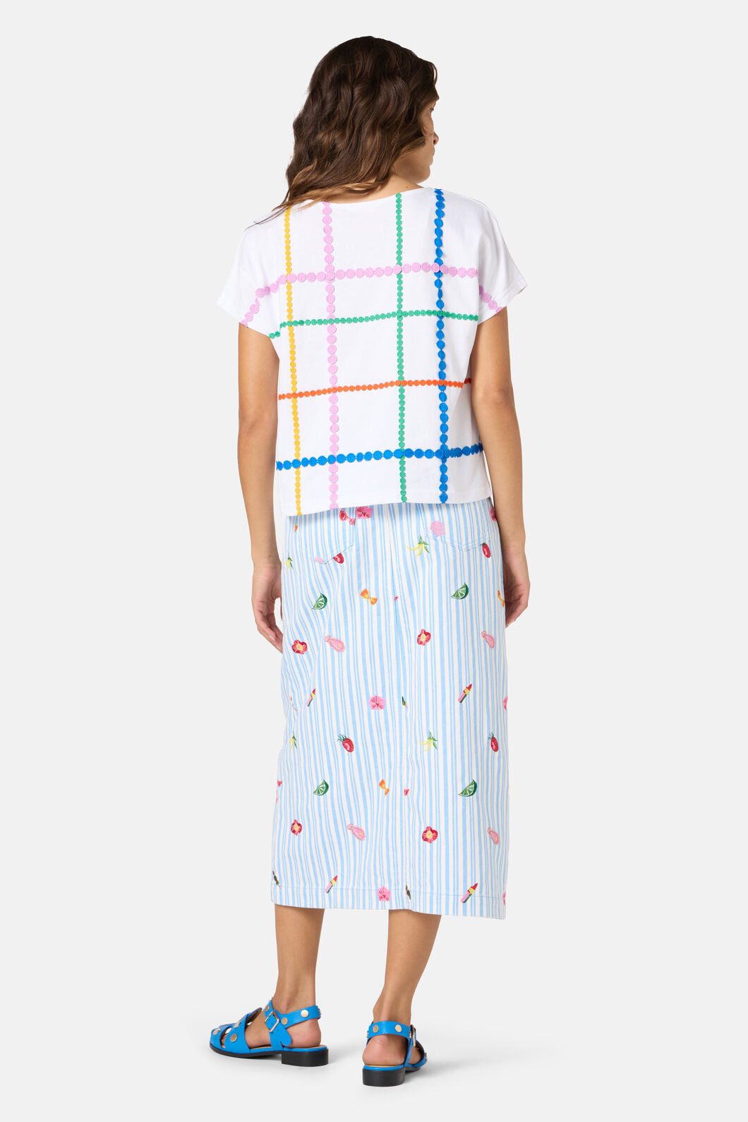Gorman - Stripe Embroidered Tee - white