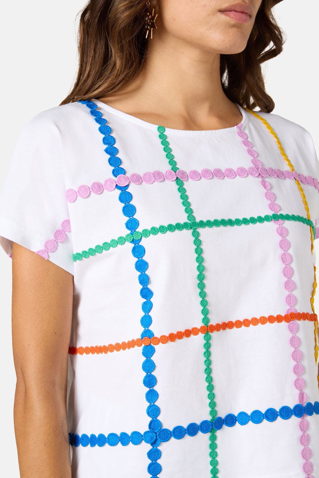 Gorman - Stripe Embroidered Tee - white