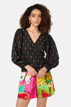 Gorman - Light Show Cotton Jaquard Top - black