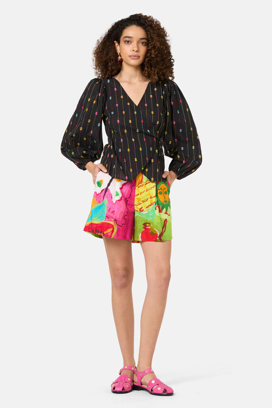 Gorman - Light Show Cotton Jaquard Top - black