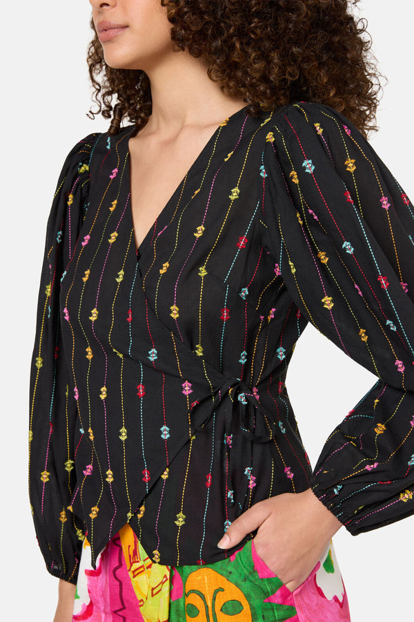 Gorman - Light Show Cotton Jaquard Top - black