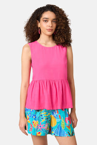 Gorman - Party People Peplum Tank - fuschia