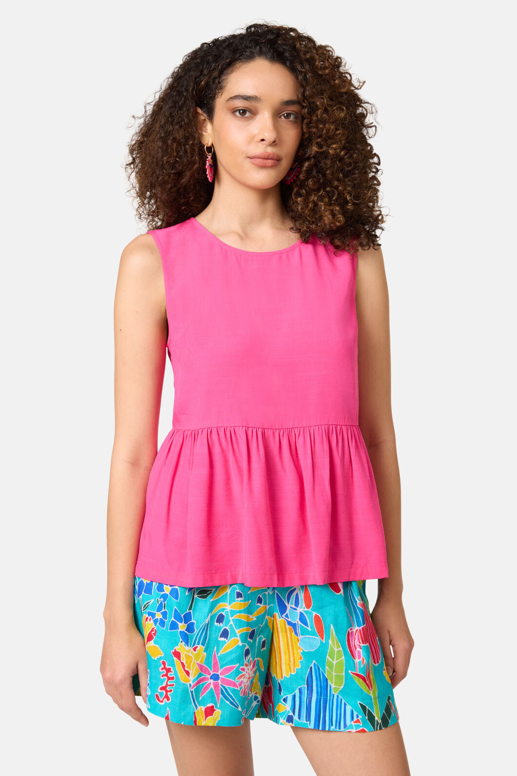 Gorman - Party People Peplum Tank - fuschia