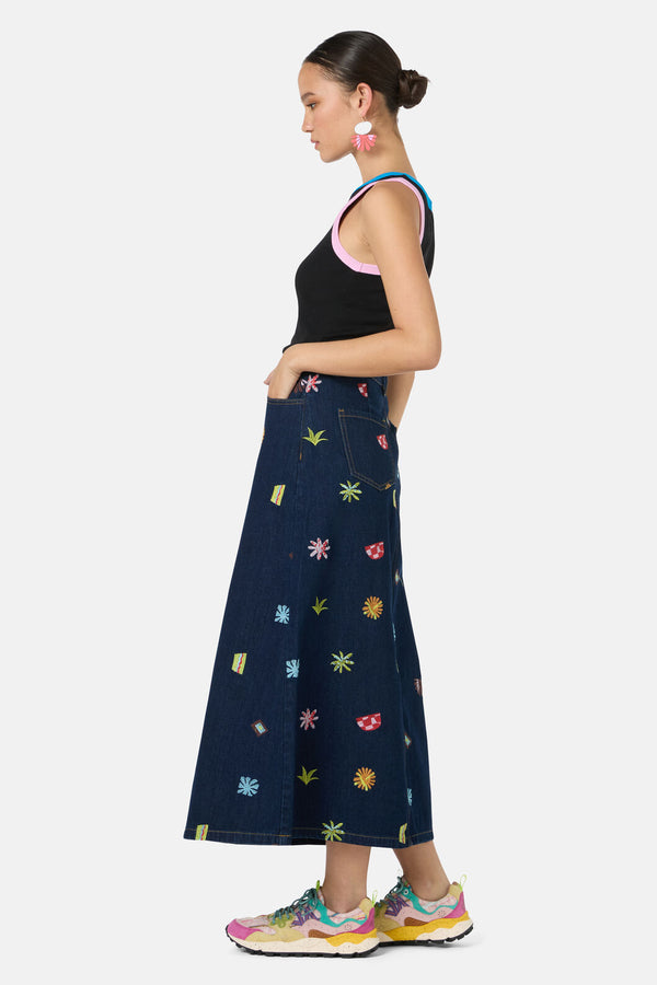 Gorman - Tropic Pop Denim Skirt - indigo