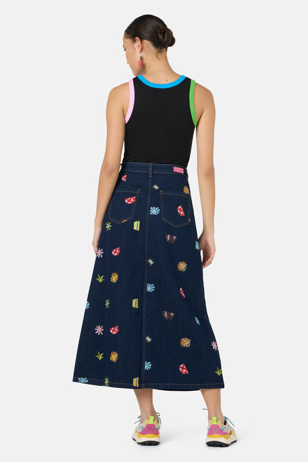 Gorman - Tropic Pop Denim Skirt - indigo