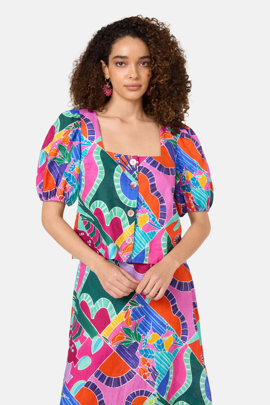 Gorman - Caravan Holiday Linen Top - print