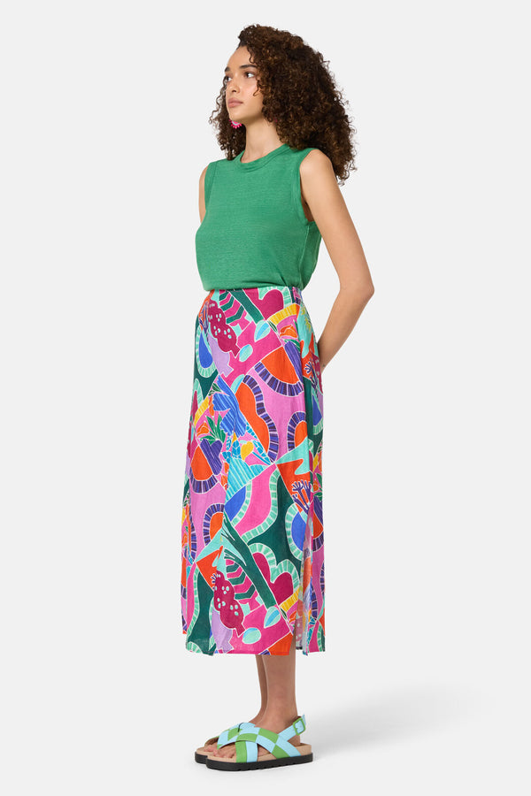 Gorman - Caravan Holiday Midi Skirt - print