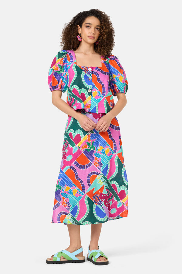 Gorman - Caravan Holiday Midi Skirt - print