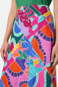 Gorman - Caravan Holiday Midi Skirt - print