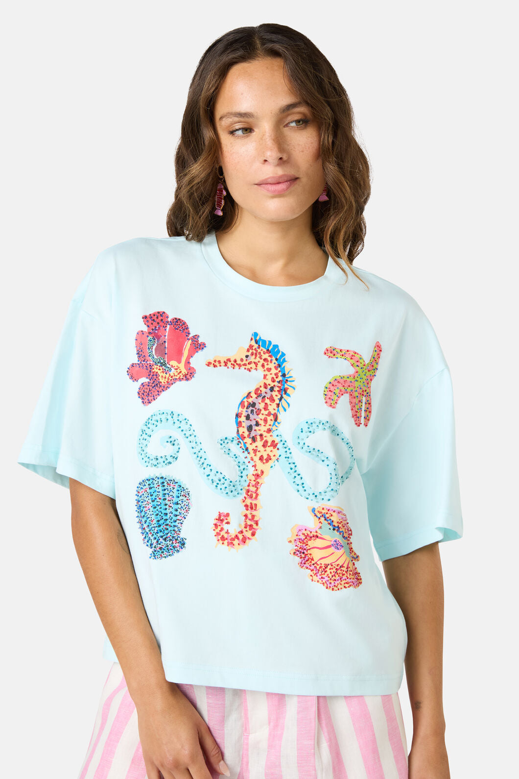 Gorman - MermaidBeadedPlacemntRelaxTee - blue