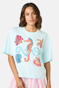 Gorman - MermaidBeadedPlacemntRelaxTee - blue