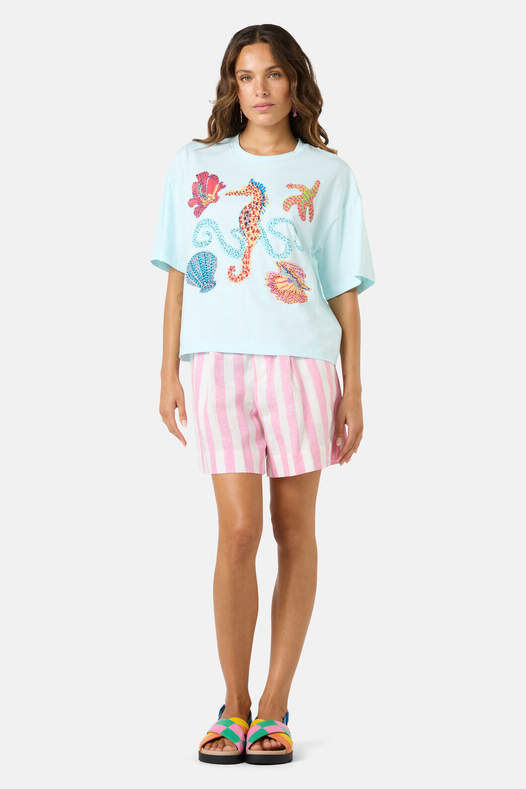 Gorman - MermaidBeadedPlacemntRelaxTee - blue