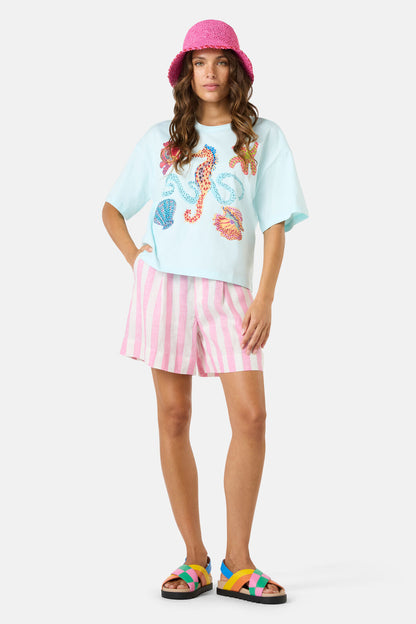 Gorman - MermaidBeadedPlacemntRelaxTee - blue