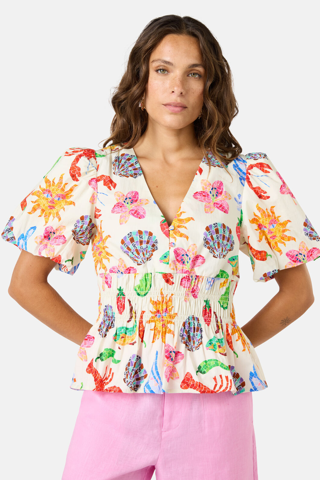 Gorman - Mosaic Mile Poplin Top - print