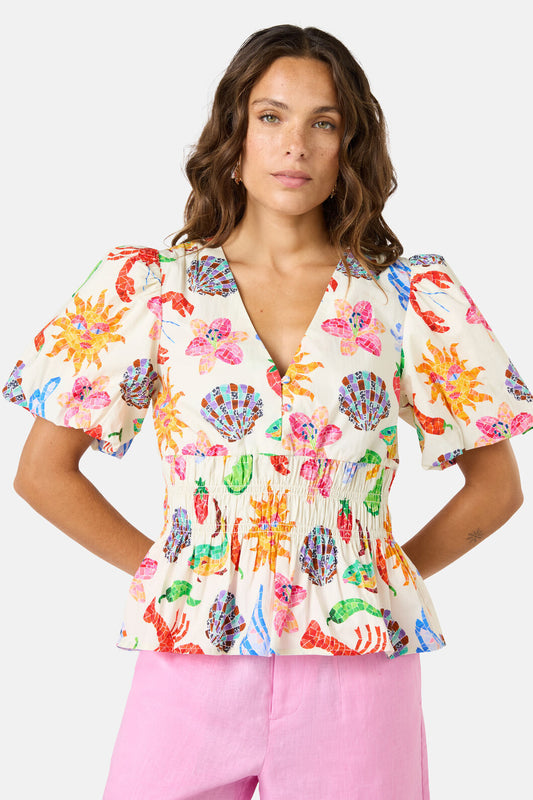 Gorman - Mosaic Mile Poplin Top - print