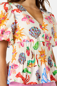 Gorman - Mosaic Mile Poplin Top - print