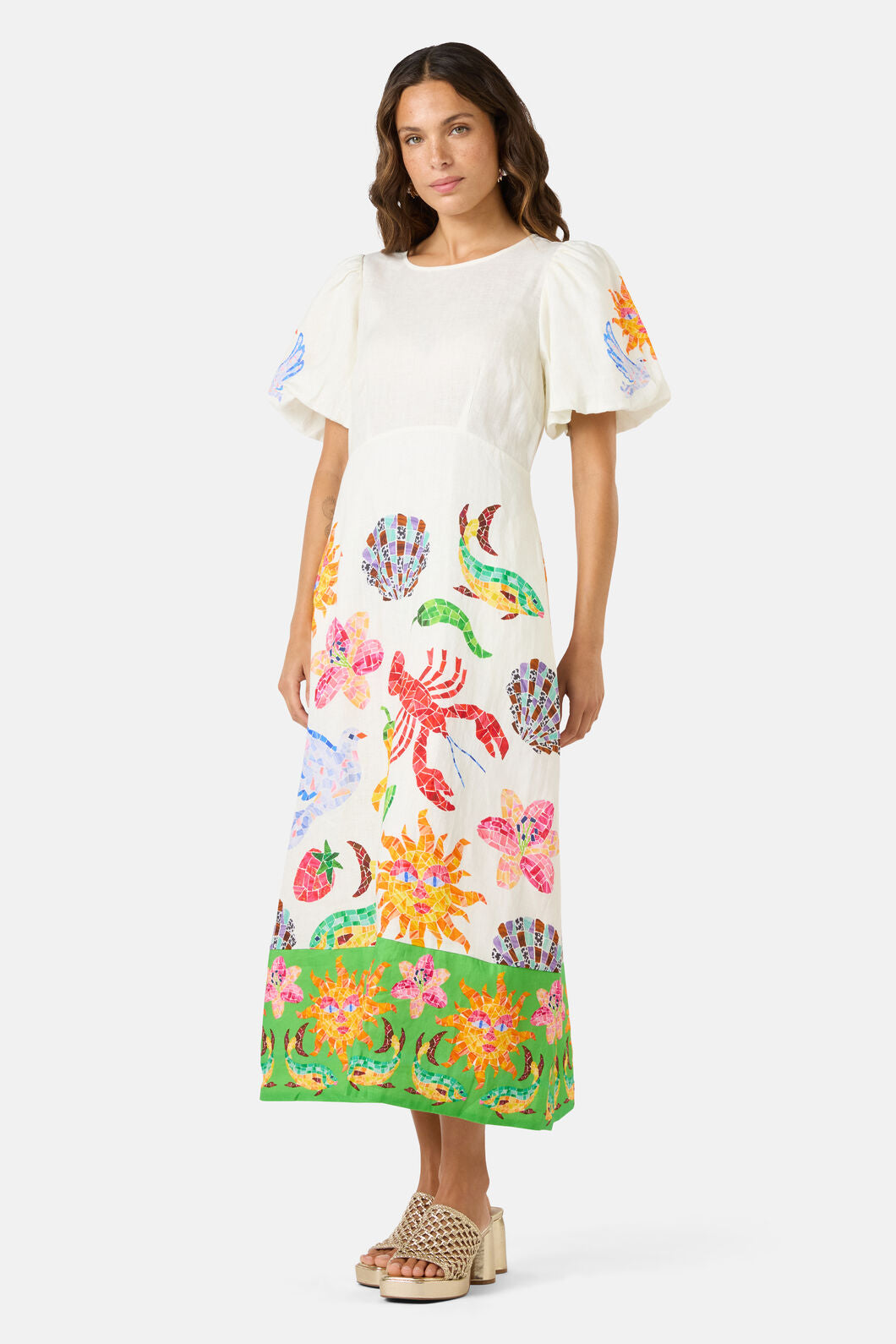 Gorman - Mosaic Mile Linen Long Dress - print