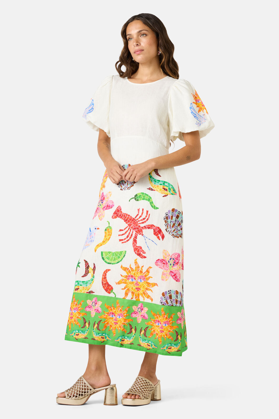 Gorman - Mosaic Mile Linen Long Dress - print