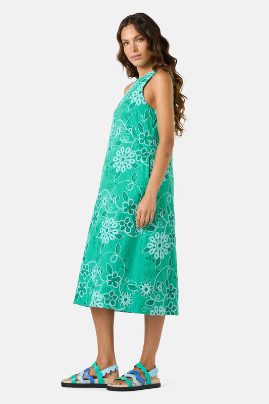 Gorman - Flower Fizz Embroidered Dress - green