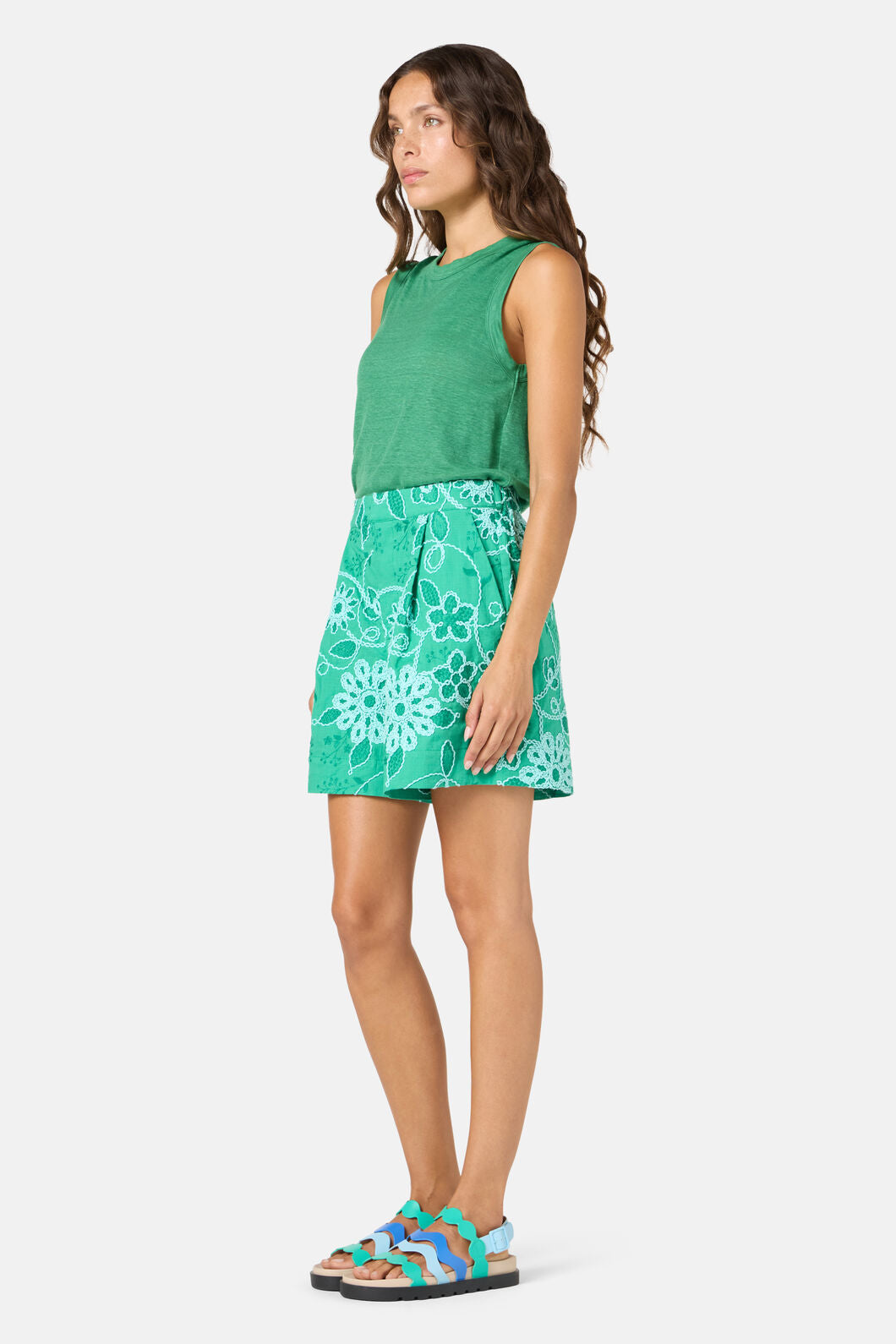 Gorman - Flower Fizz Embroidered Short - green