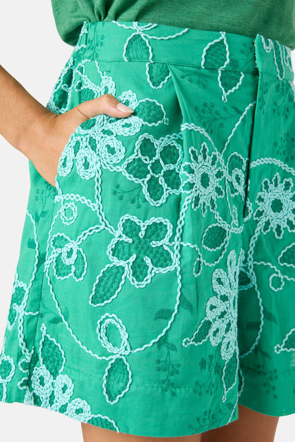 Gorman - Flower Fizz Embroidered Short - green